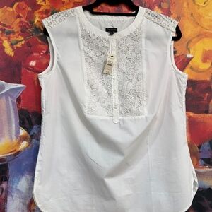 PRICE DROP!! NWT TALBOTS white sleeveless Cotton lace embellished top Size MP